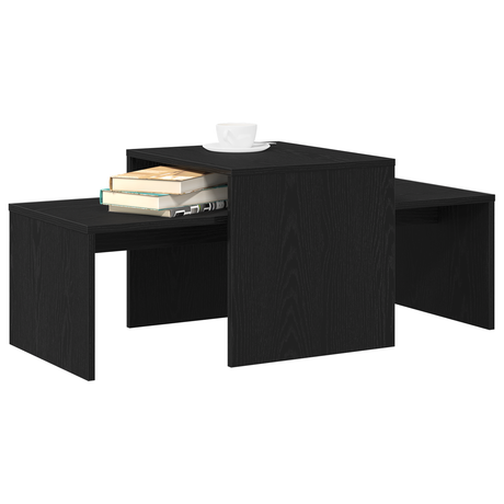 Vidaxl nesttafels zwart eiken 100 x 48 x 40 cm bewerkt hout