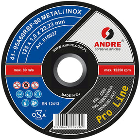 Andre metalen schild 125 x 1,0mm metaal inox pro line 95a60rbf