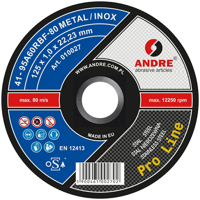 Andre metalen schild 125 x 1,0mm metaal inox pro line 95a60rbf