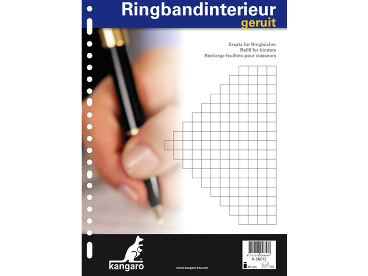 Kangaro ringbandinterieur - a4 - ruit 10mm - 60 grams - 23-gaats - k-56012