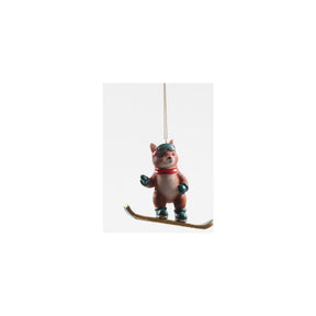 Season inspired decoration farmwood winter hanger eekhorn op snowboard 9cm
