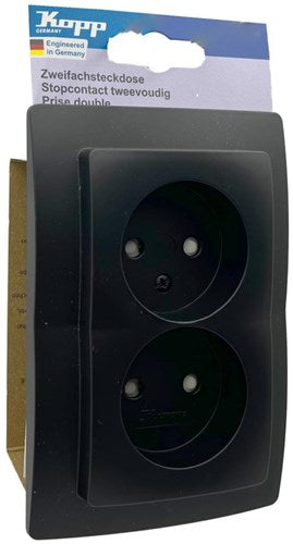 Enzo kopp hk05 mat zwart inbouw stopcontact dubbel - 4621715