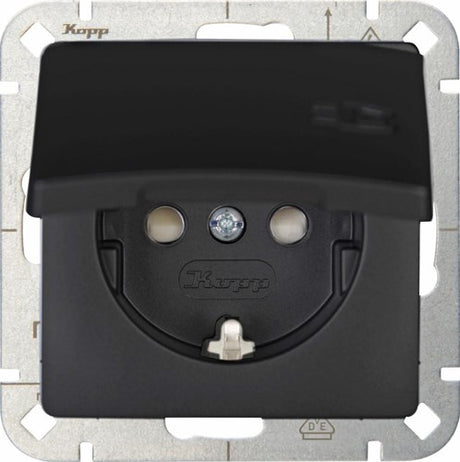 Enzo kopp hk05 mat zwart inbouw stopcontact ra met deksel - 4621710