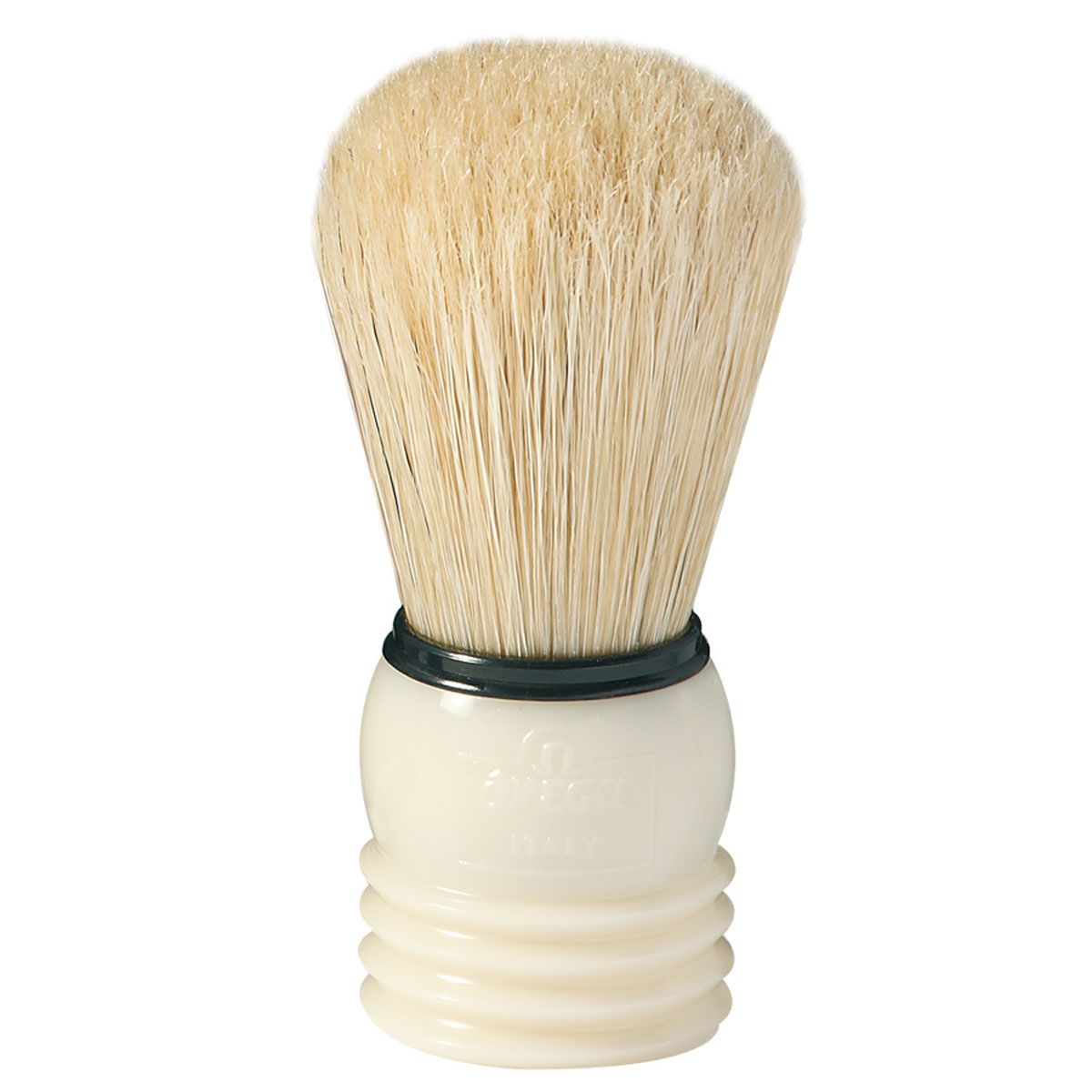 Omega scheerkwast varkenshaar beige handvat 8,5cm