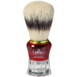 Omega scheerkwast hi-brush synthetisch haar met dassenhaareffect rood transparant handvat 11cm