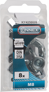 Connex vleugelmoer m8 8st vz - ky4250008