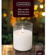 Enzo led flakkerkaars in glas 10x12,5cm wit - 5509675