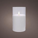 Enzo led flakkerkaars in glas 7,5x12,5cm wit - 5509660