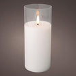 Enzo led flakkerkaars in glas 7,5x17,5cm wit - 5509670