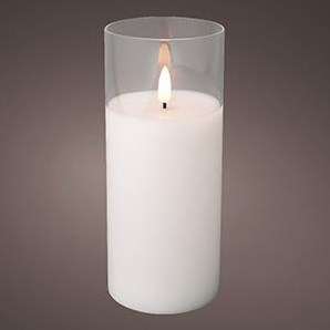 Enzo led flakkerkaars in glas 7,5x17,5cm wit - 5509670