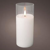 Enzo led flakkerkaars in glas 7,5x17,5cm wit - 5509670