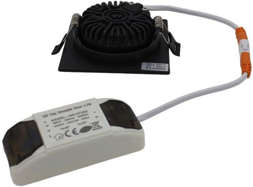 Enzo led inbouwspot 6w 2700k 85mm 60gr vierkant verstelbaar zwart - led4615