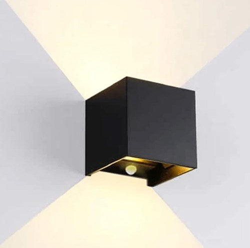 Enzo led wandlamp 2x3w up down vierkant zwart 2700k + sensor - 5082077