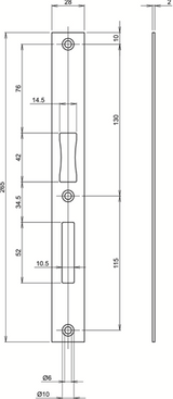 Lips spg-2420 groepssluitplaat voor metalen kozijnen | rechthoekig | rvs. | 265 x 28 mm - 7170014