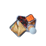 Lunchbox met dressing beker en 2 trays blue