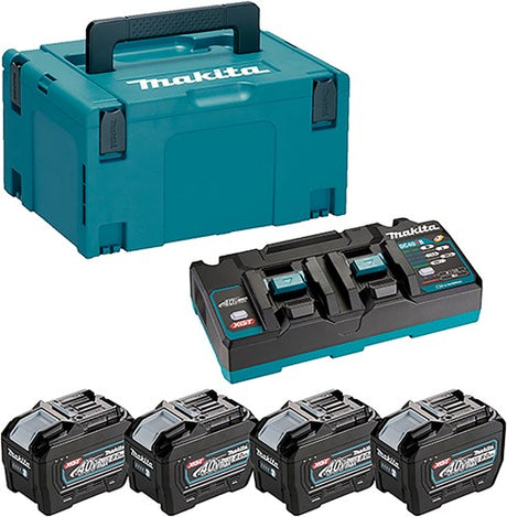 Makita 1910a8-3 | xgt startset 40v max in mbox3 (4x 8.0ah bl4080f accu + dc40rb duo snellader) - 1910a8-3