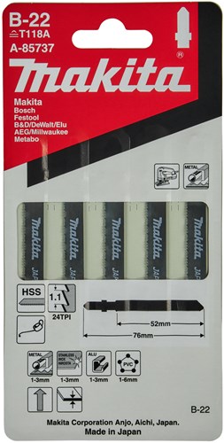 Makita accessoires decoupeerzaagblad b22 - t118a | 5 stuks - a-85737