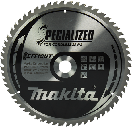 Makita accessoires makita afkortzaagblad voor hout | efficut | ø 305mm asgat 30mm 60t - b-67309