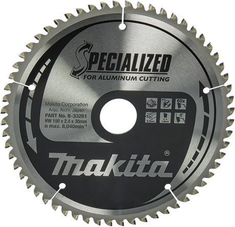 Makita accessoires cirkelzaagblad | aluminium | 190x30x2,4 60t 0g - b-33261