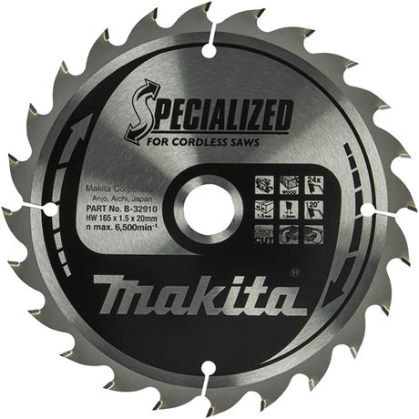 Makita accessoires makita cirkelzaagblad voor hout | specialized | ø 165mm asgat 20mm 24t - b-32910
