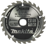 Makita accessoires makita cirkelzaagblad voor hout | efficut | ø 136mm asgat 20mm 25t - e-12120