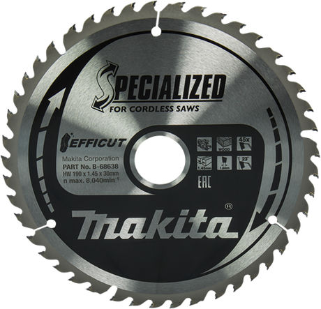Makita accessoires makita cirkelzaagblad voor hout | specialized | ø 190mm asgat 30mm 45t - b-68638