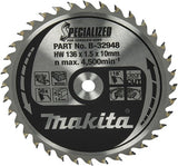 Makita accessoires cirkelzaagblad hout specialized 136x10x1,5 36t 18g - b-32948
