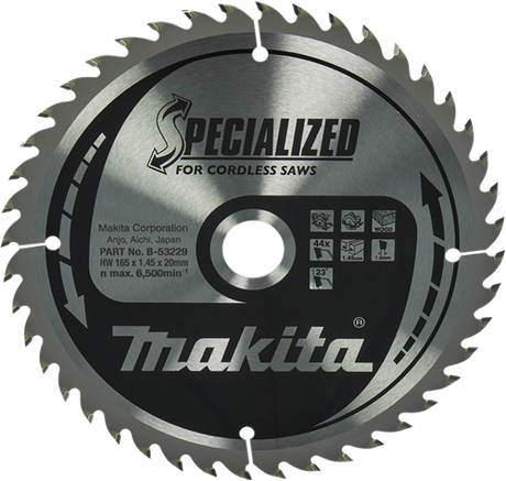 Makita accessoires makita cirkelzaagblad voor hout | specialized | ø 165mm asgat 20mm 44t - b-53229