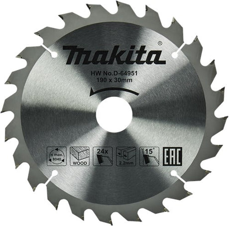 Makita accessoires cirkelzaagblad hout | standaard, 190x30x2,2 t24 15g - d-64951 - d-64951