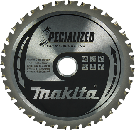 Makita accessoires makita cirkelzaagblad voor metaal | specialized | ø 150mm asgat 20mm 32t - b-47036
