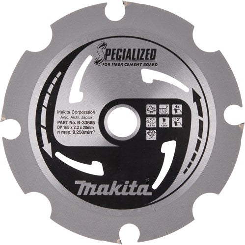 Makita accessoires makita cirkelzaagblad voor vezelcementplaat | specialized | ø 165mm asgat 20mm 4t - b-33685