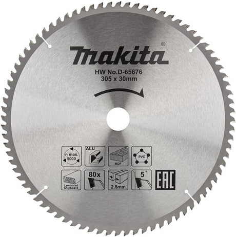 Makita accessoires d-65676 afkortzaagblad | div. materialen | 305x30x2,8 | 80t | 5g - d-65676