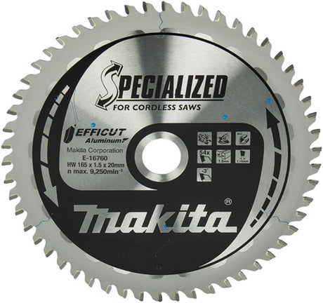 Makita accessoires makita cirkelzaagblad voor aluminium | specialized | ø 165mm asgat 20mm 54t - e-16760