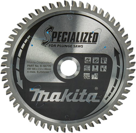 Makita accessoires makita invalcirkelzaagblad voor aluminium | specialized | ø 165mm asgat 20mm 56t - b-56770