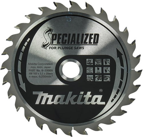 Makita accessoires makita invalcirkelzaagblad voor hout | specialized | ø 165mm asgat 20mm 28t - b-33009