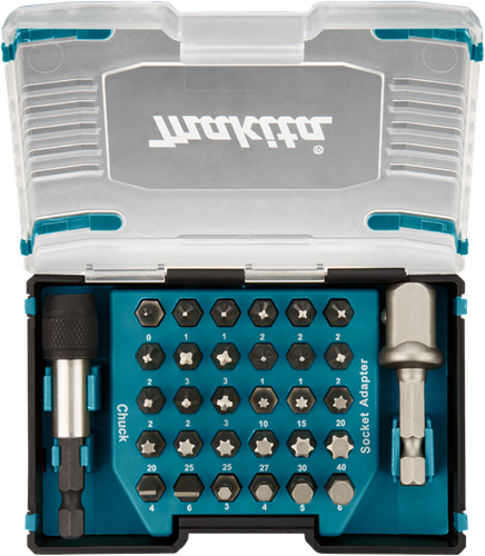 Makita accessoires makita d-65084 schroefbitset 32-delig - bitset - bithouder - krachtdop adapter - d-65084