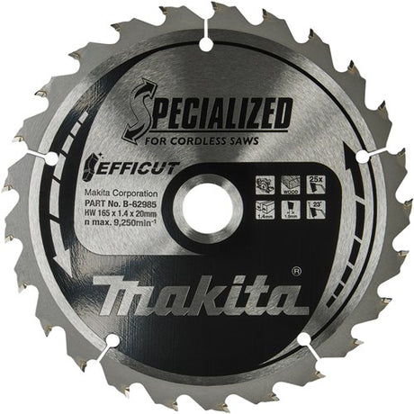Makita accessoires makita b-62985-2 cirkelzaagbladset 165 x 20 x 1.4 mm aantal tanden: 25 2 stuk(s)