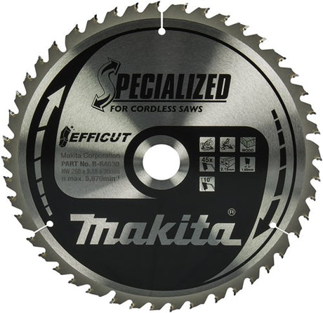 Makita accessoires makita afkortzaagblad voor hout | efficut | ø 260mm asgat 30mm 45t - b-64630