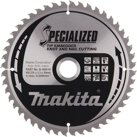 Makita accessoires makita cirkelzaagblad voor hout | specialized: noest spijker | ø 235mm asgat 30mm 48t - b-09519