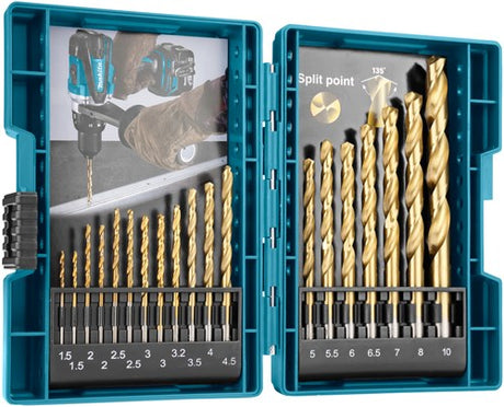 Makita accessoires makita metaalborenset 19-delig hss-tin - d-67527