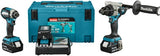 Makita dlx2550tj 18v combiset dhp492 (klop)boor- schroefmachine + dtd153 slagschroevendraaier (3x 5.0ah accu en lader) in mbox - dlx2550tj