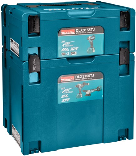 Makita dlx3155tj | lxt accu combiset 18v ddf486 + dtd153 + dga504 in mbox (2x 5.0ah accu + dc18rc snellader) - dlx3155tj