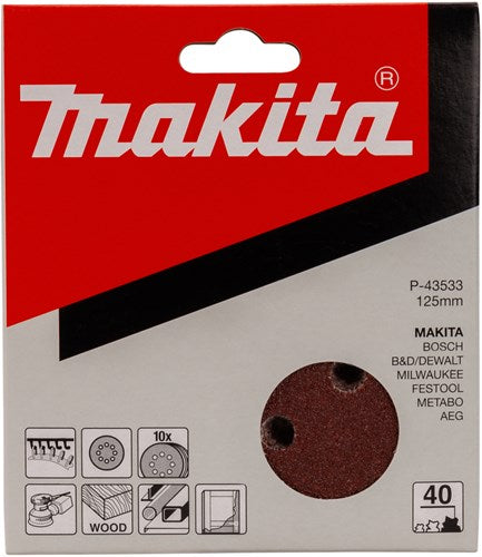 Makita accessoires makita p-43533 schuurschijf red v. 125mm. k40 ve=10