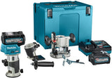 Makita rt001gm205 boven- en kantenfrees | 40 v max | 2 x 4.0 ah accu + snellader | incl. diverse voeten | in mbox rt001gm205