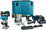 Makita rt001gm206 boven- en kantenfrees | 40 v max | 2 x 4.0 ah accu + snellader | incl. diverse voeten + geleiderail adapter | in mbox - rt001gm206
