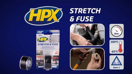Hpx producten stretch fuse reparatietape silicone rood 25mm x 3m