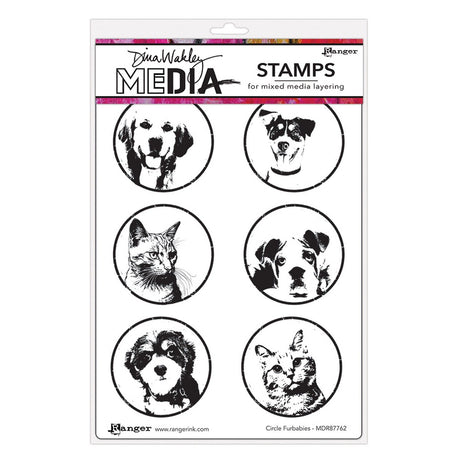 Ranger ink ranger • dina wakley media cling stamps circle furbabies