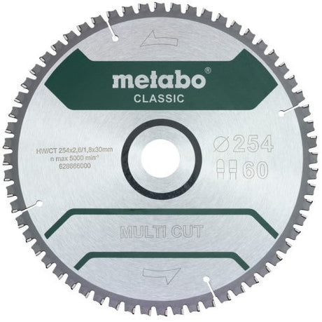 Metabo accessoires metabo multi cut classic 628285000 cirkelzaagblad 254 x 30 x 1.8 mm aantal tanden: 60 1 stuk(s)