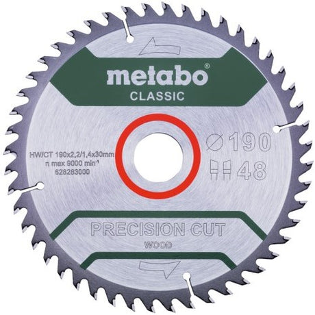 Metabo accessoires cirkelzaagblad | precision cut classic | 190x30mm | z48 wz 15° - 628283000