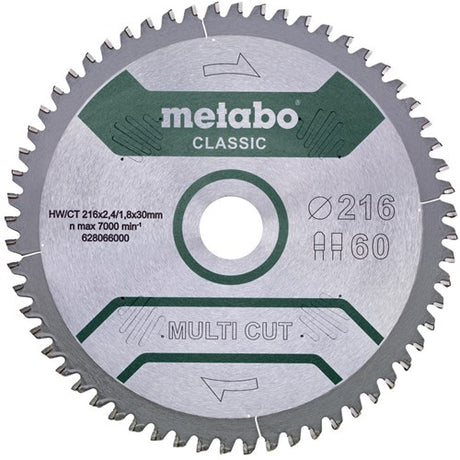 Metabo accessoires metabo multi cut classic - cirkelzaagblad - 216mm - 60 tanden - fz tz geometrie